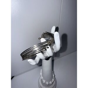 Cuff Sterling Silver 925 Modernist Sculptural Ball Orbiting 6 Strand Vtg